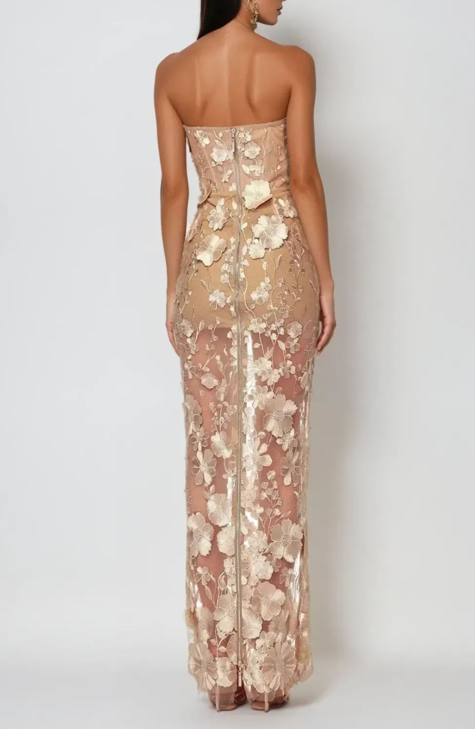 Dohnnall Strapless Flower Maxi Dress