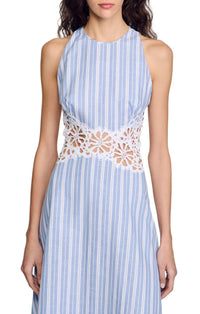 Roniay Sleeveless Stripe Cutout Maxi Dress