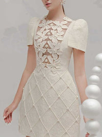Kirasomo Flower Mesh Mini Dress