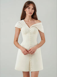 Fahriye One-Shoulder Ruch Mini Dress