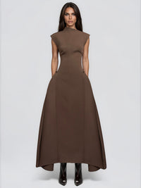 Jetgraph Sleeveless Asymmetric Maxi Dress In Brown