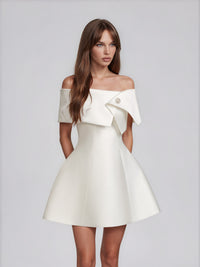 Famatois Off-Shoulder Asymmetric Mini Dress