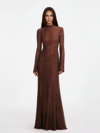 Phoewe High Neck Rhinestone Maxi Dress