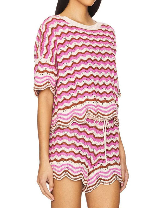 Malimos Stripe Knit Shorts Set