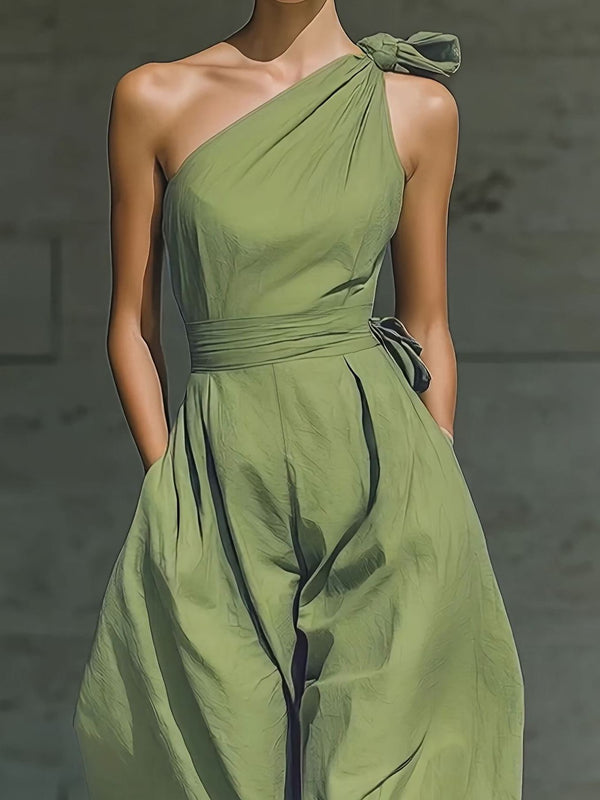 Kelatou One Shoulder Twist Baggy Jumpsuit