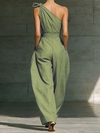 Kelatou One-Shoulder Twist Baggy Jumpsuit