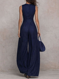 Mercefu Sleeveless Cutout Stripe Jumpsuit