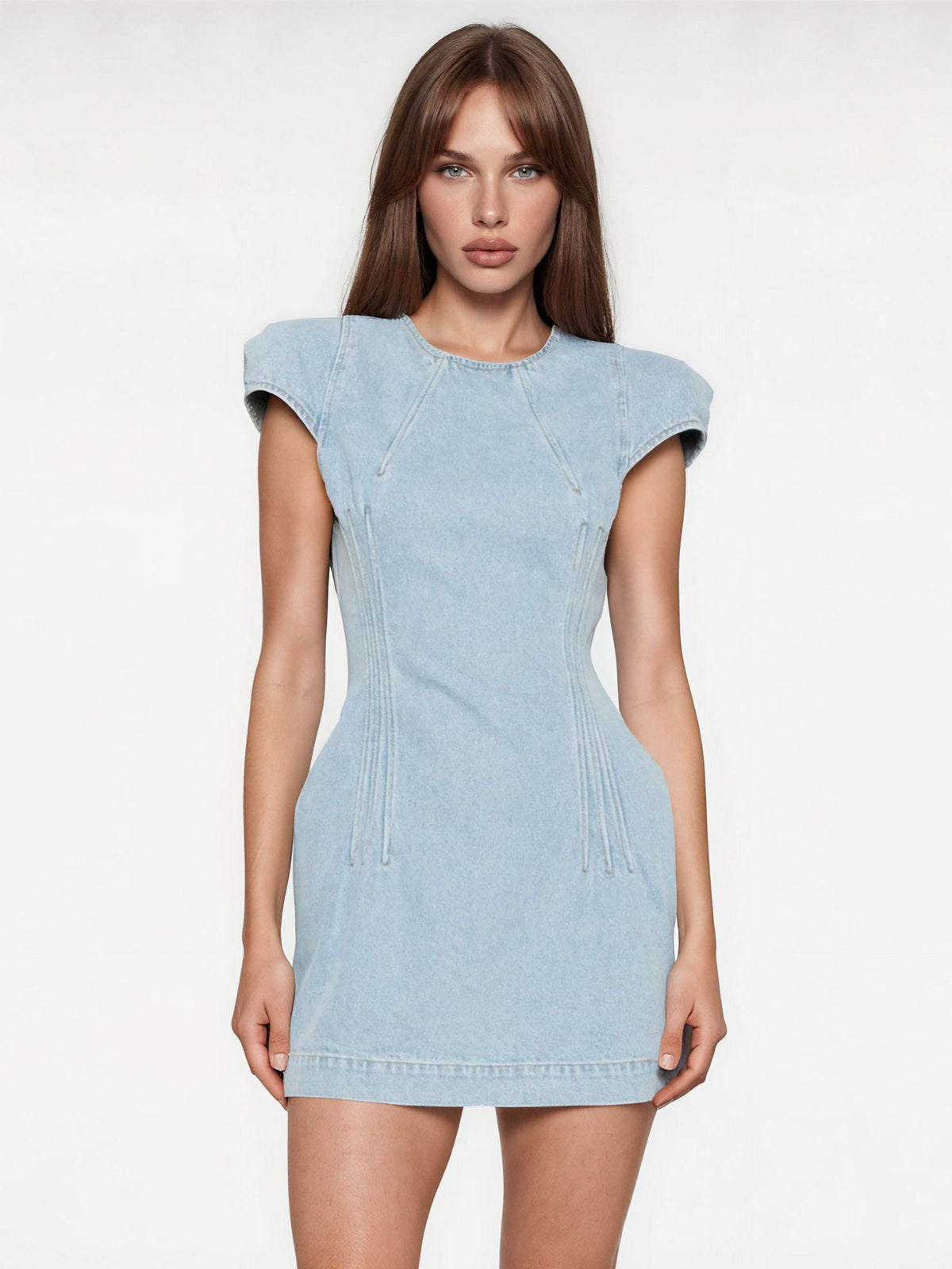 The Malevos Denim Ruch Mini Dress