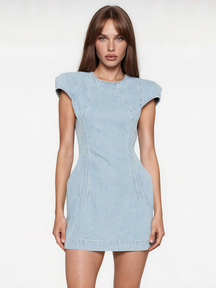 The Malevos Denim Ruch Mini Dress