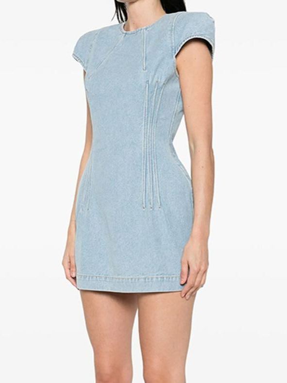The Malevos Denim Ruch Mini Dress