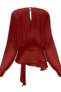 Chiara Red Fully Pleated Ruffled Mini Dress