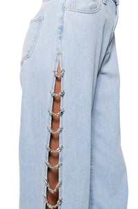 Hiroshi Cutout Denim Pants In Blue