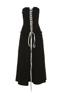 Anoush Lace Up Strapless Maxi Dress