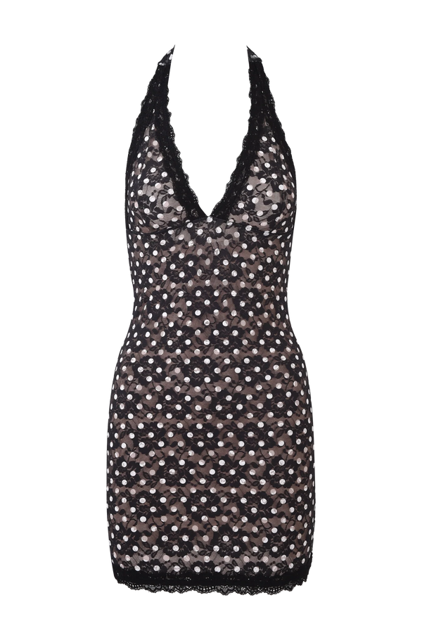 Maeva Halter Neck Dot Mini Dress