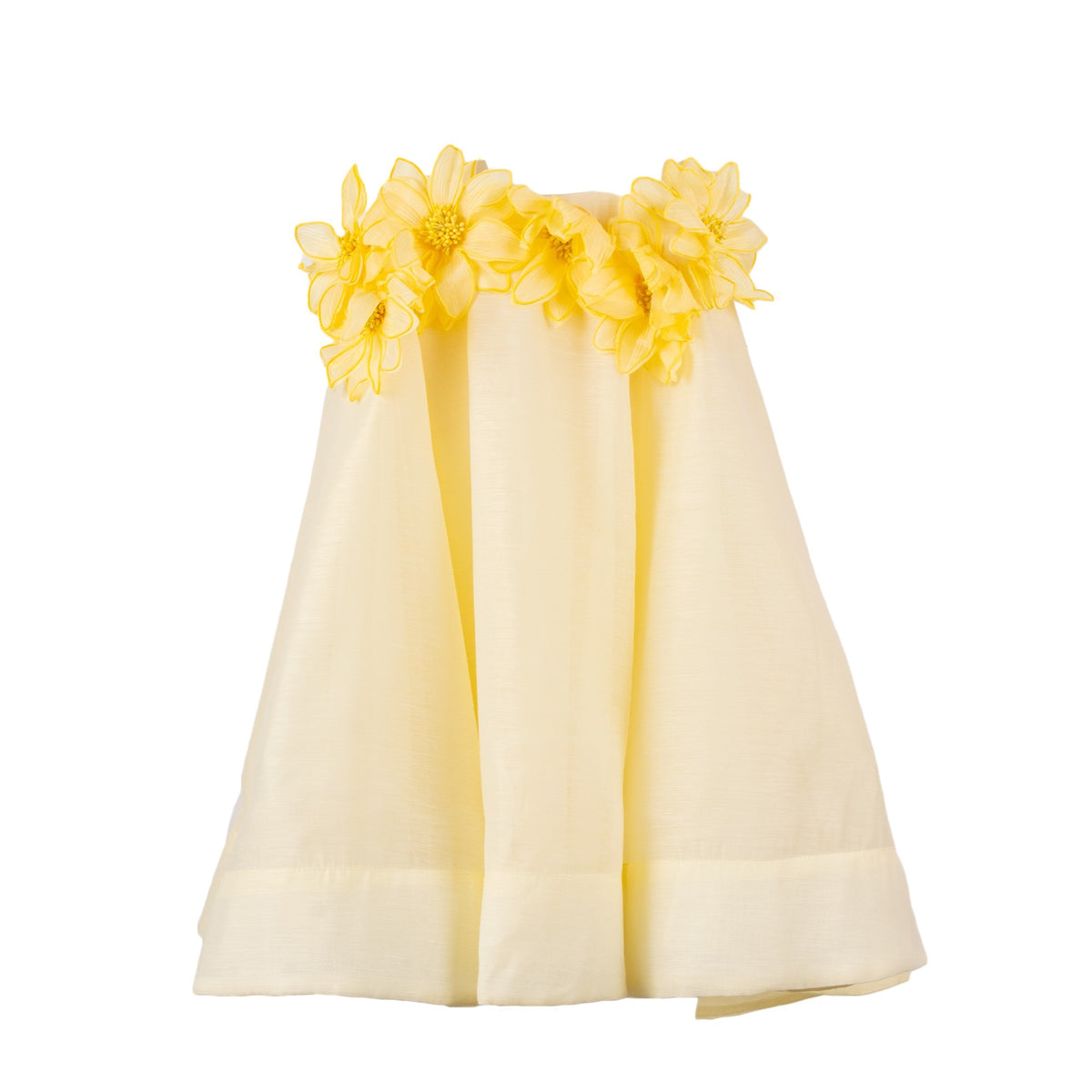 Goril Yellow Off-Shoulder Mini Dress with 3D Florals