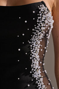 Venico Strapless Rhinestone Pearl Bandage Dress