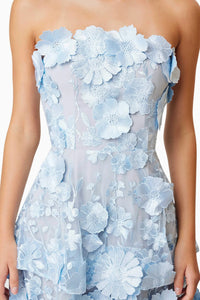 Kolopy Harper 3D Floral Strapless Tiered Midi Dress