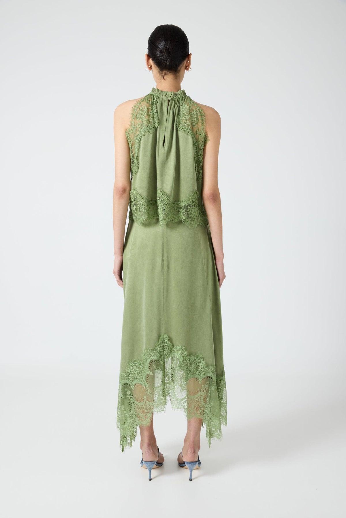 Flamingzo Green Lace Panel Top & Skirt Set