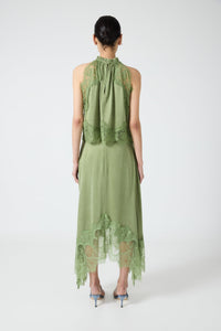 Flamingzo Green Lace Panel Top & Skirt Set