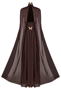 Fatos Backless Ruch Mesh Maxi Dress