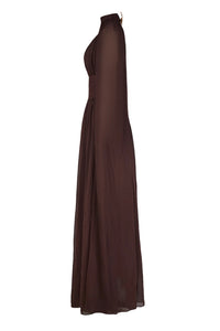 Fatos Backless Ruch Mesh Maxi Dress