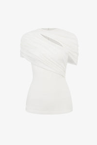 Sabine White Asymmetrical Top & Skirt Set