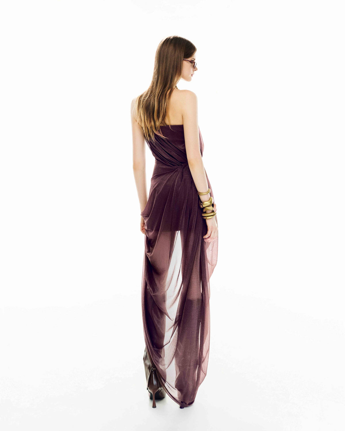 Douxnio Strapless Asymmetric Dress
