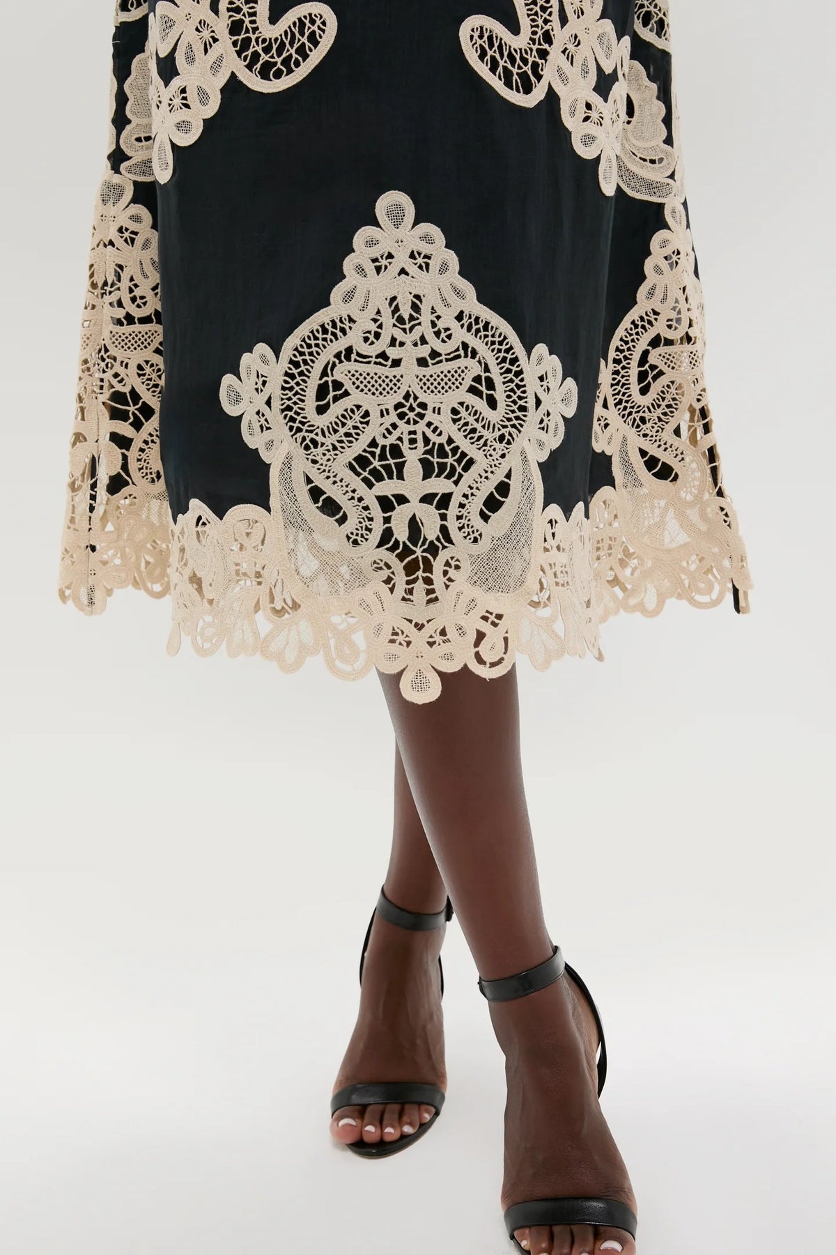 Eliyee Cochet Shawl Midi Dress In Black