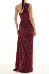 Felice Ruby Red Floral Lace Maxi Gown