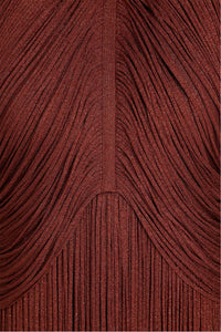 Delta Rusty Red Halterneck Fringed Maxi Gown
