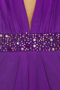 Daphmé Plunge Backless Cutout Maxi Dress In Purple