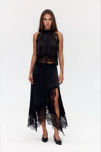 Feodora Sleeveless Lace Skirt Set In Black