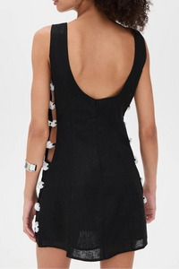 Momalia Side Cutout White Bead Mini Dress