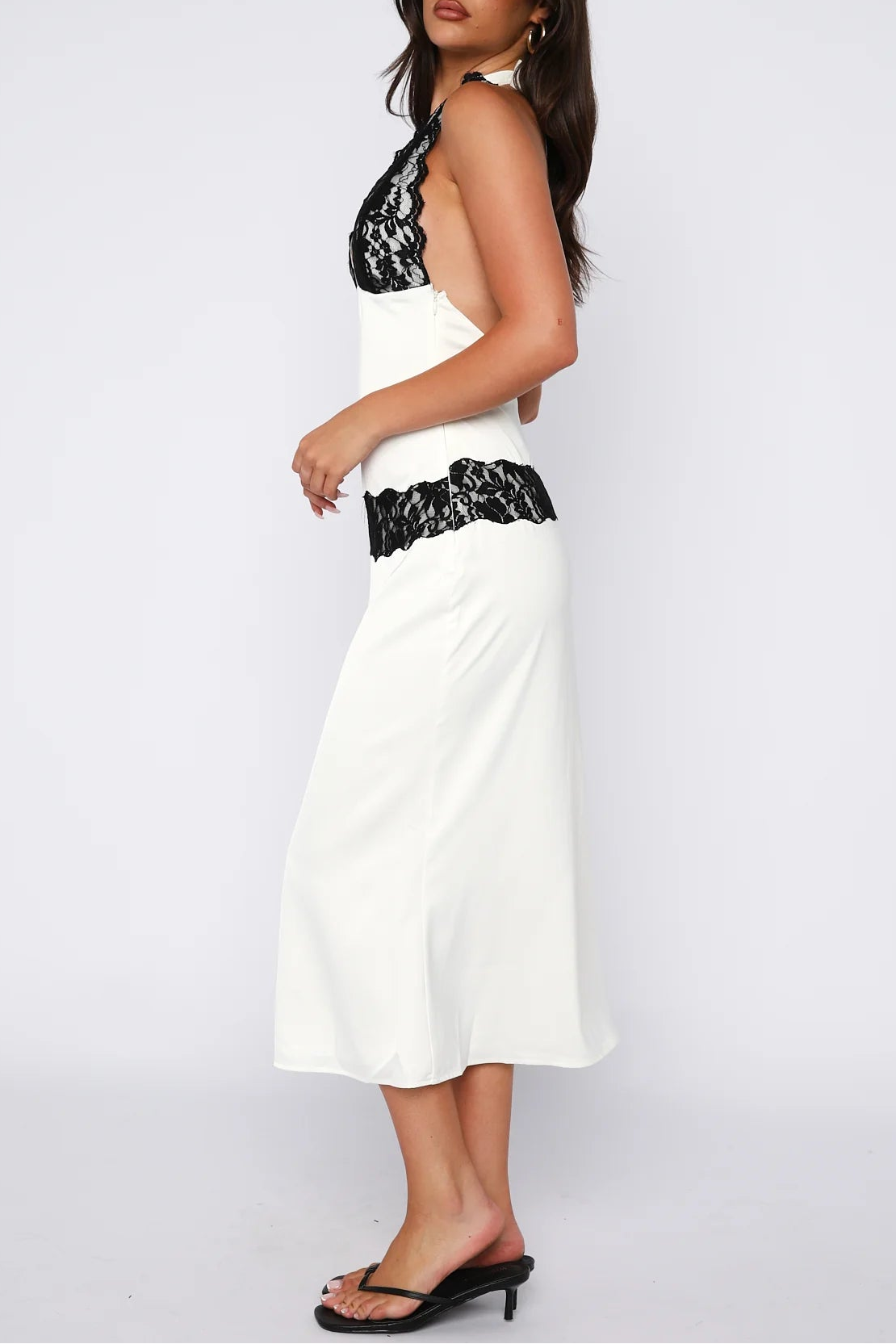 Arcina Contrast Lace Bodycon Midi Dress